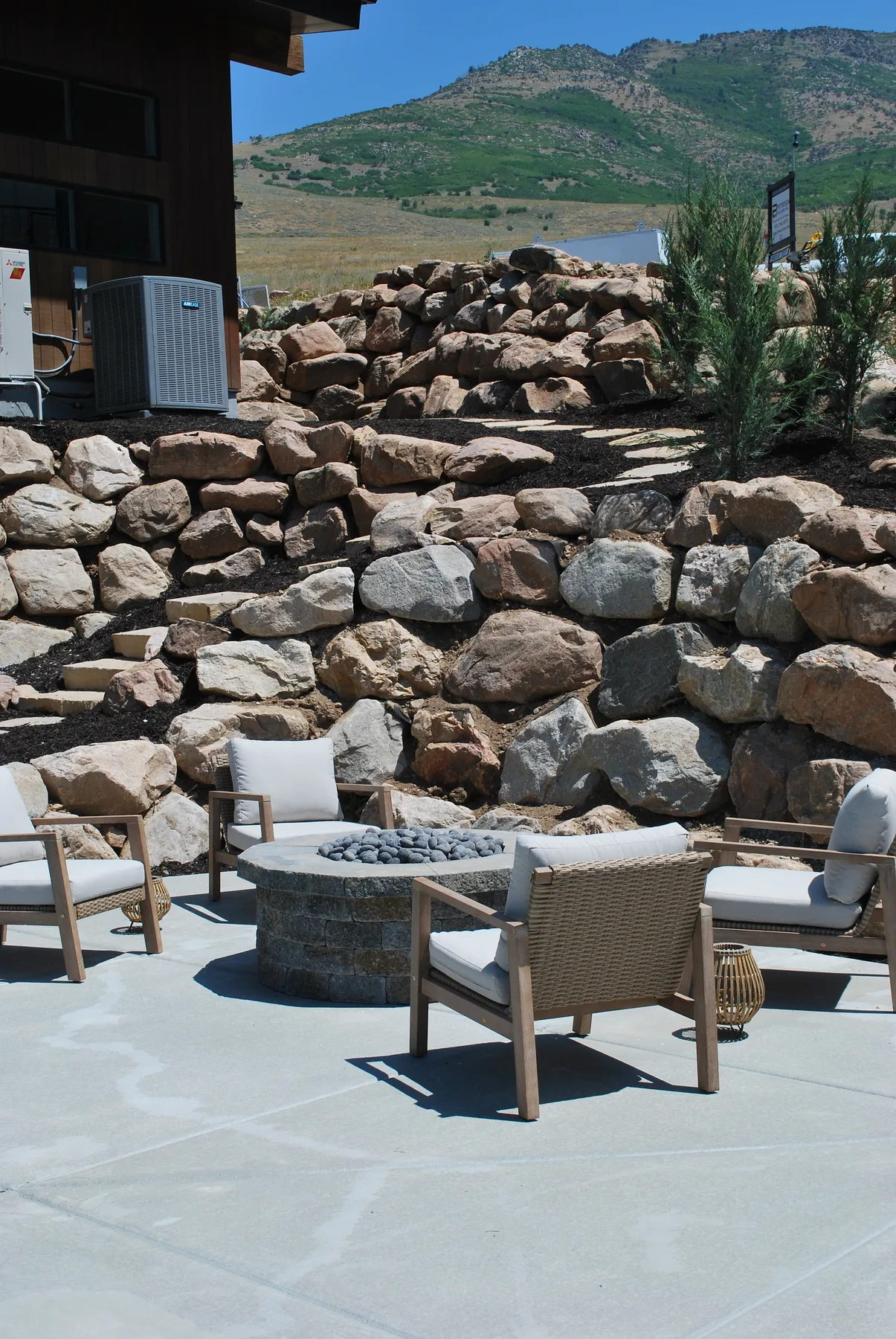 Custom outdoor fire pit and seating area