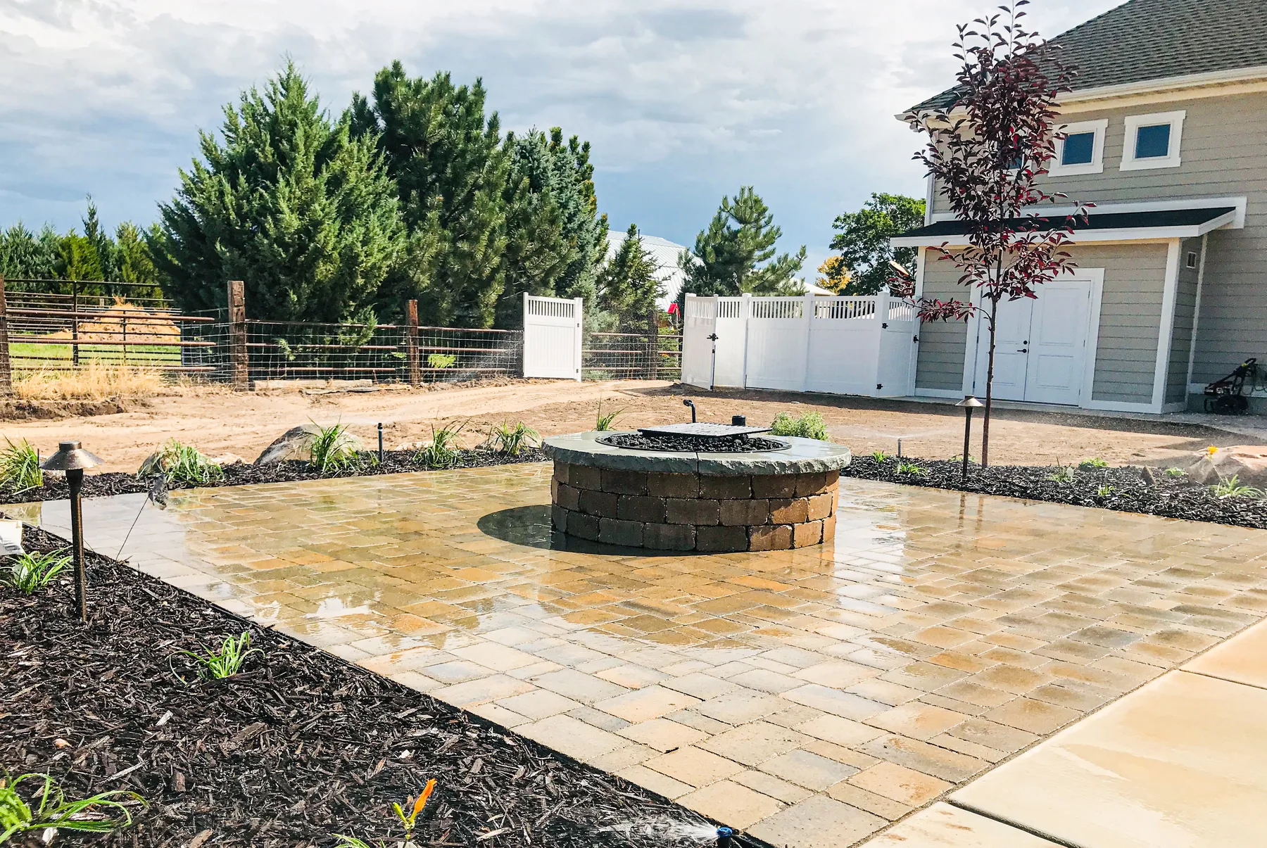 Custom outdoor fire pit and seating area
