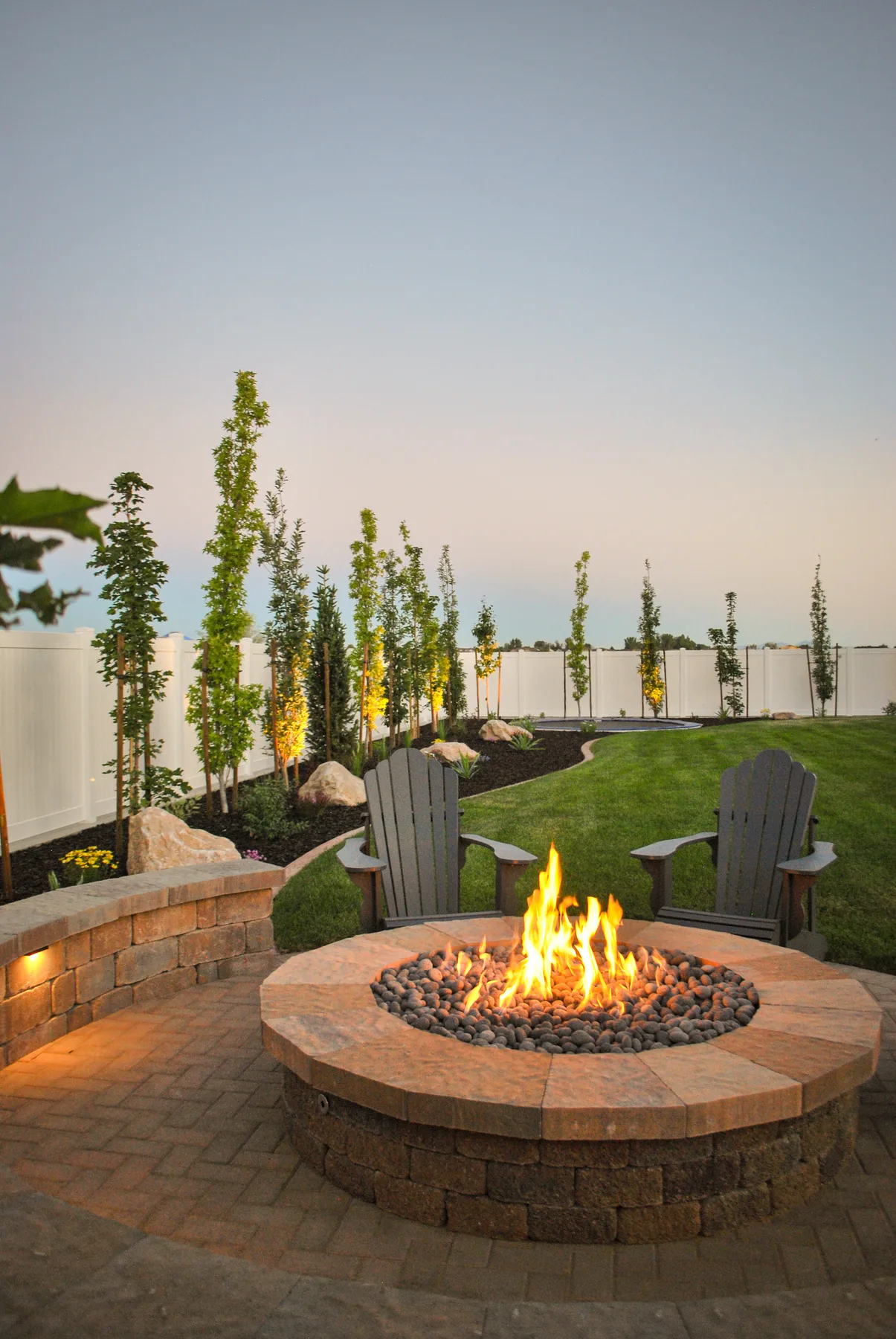 Custom outdoor fire pit and seating area
