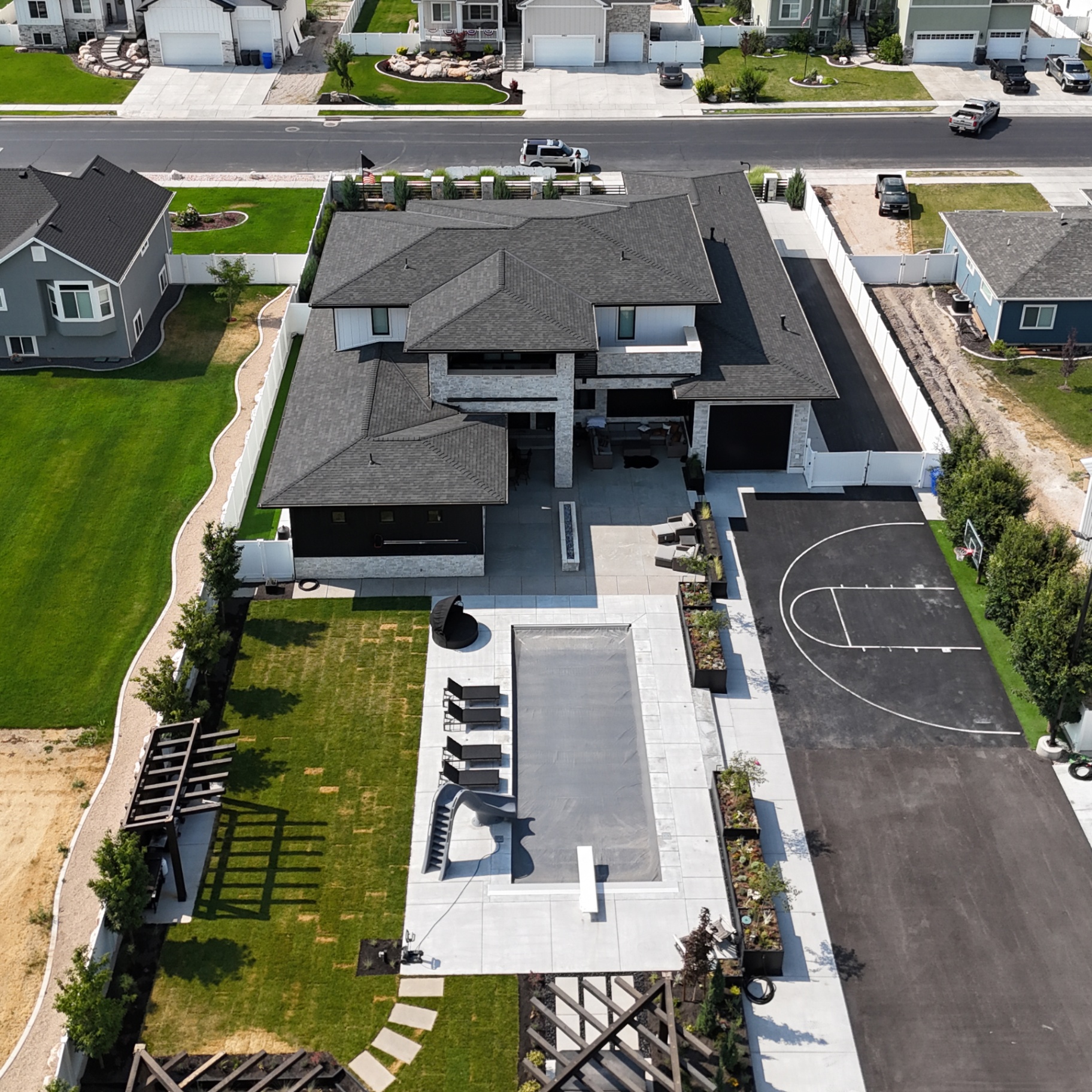 Residential landscape aerial