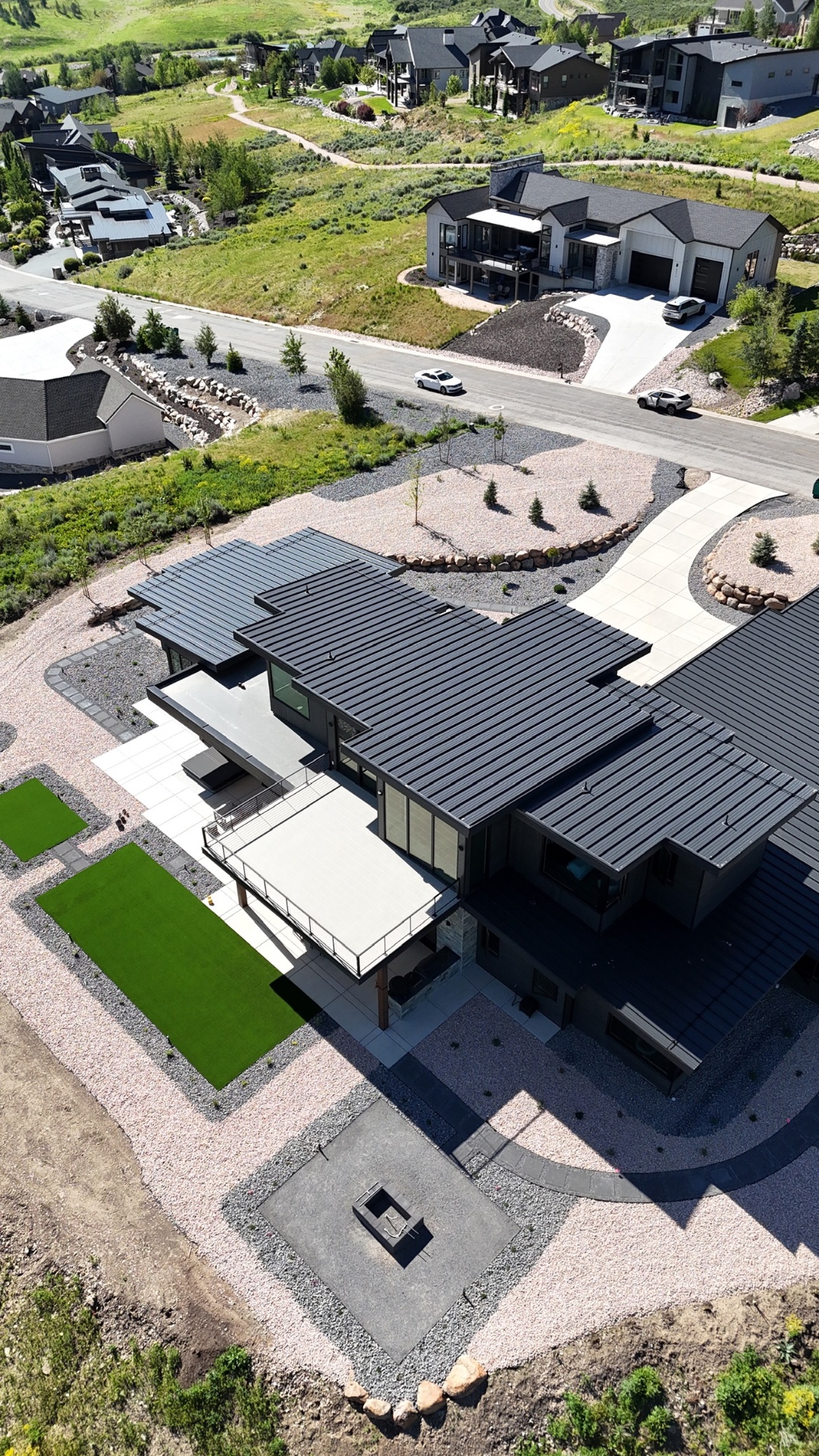Modern xeriscape aerial